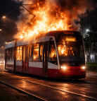 В Темиртау трамвай загорелся прямо на путях