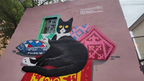 В Караганде на проспекте Назарбаева поселился черный кот