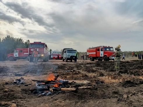 Масштабное учение по тушению лесного пожара прошло в Караганде