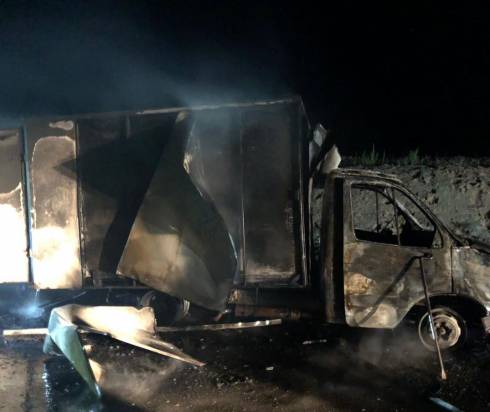 На трассе в Шетском районе сгорел грузовик