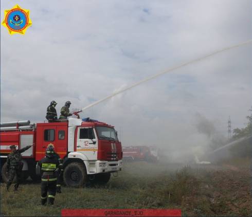В Караганде отработаны действия при тушении природных пожаров