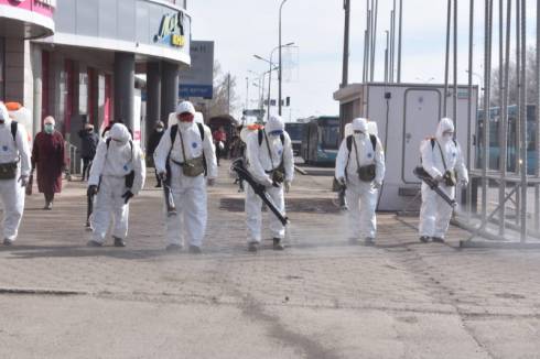 Дезинфекцию города продолжают карагандинские военнослужащие