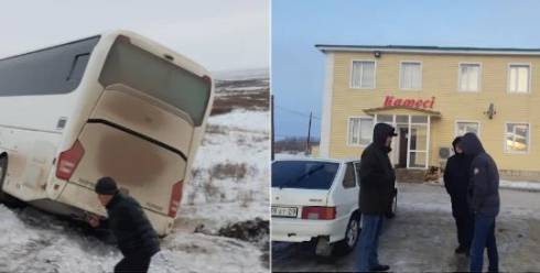 Автобус с 42 пассажирами слетел в кювет в Карагандинской области