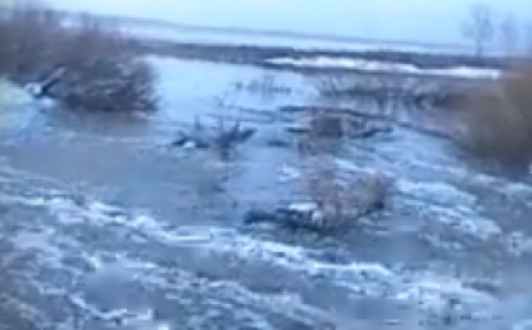 В Карагандинской области вышедшая из берегов река Нура угрожает затоплением населенному пункту