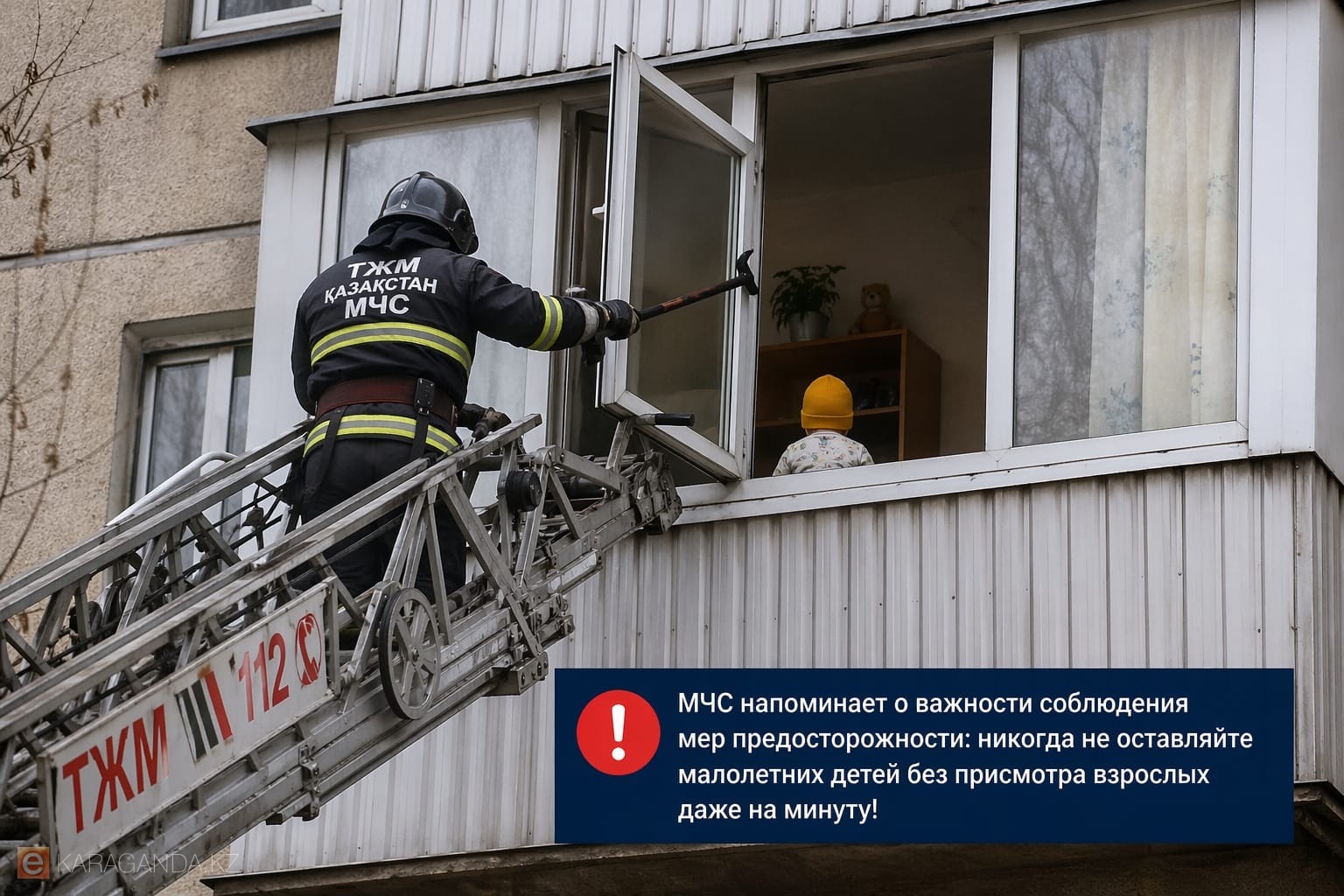 Трехлетнего малыша, закрытого в квартире, спасли в Караганде