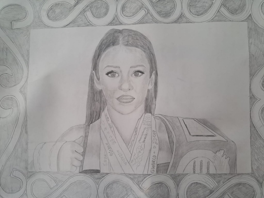 В Карагандинской области осужденный нарисовал портрет казахстанской спортсменки