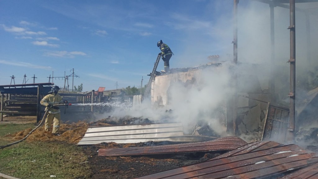 Сеновал горел в селе Абайского района