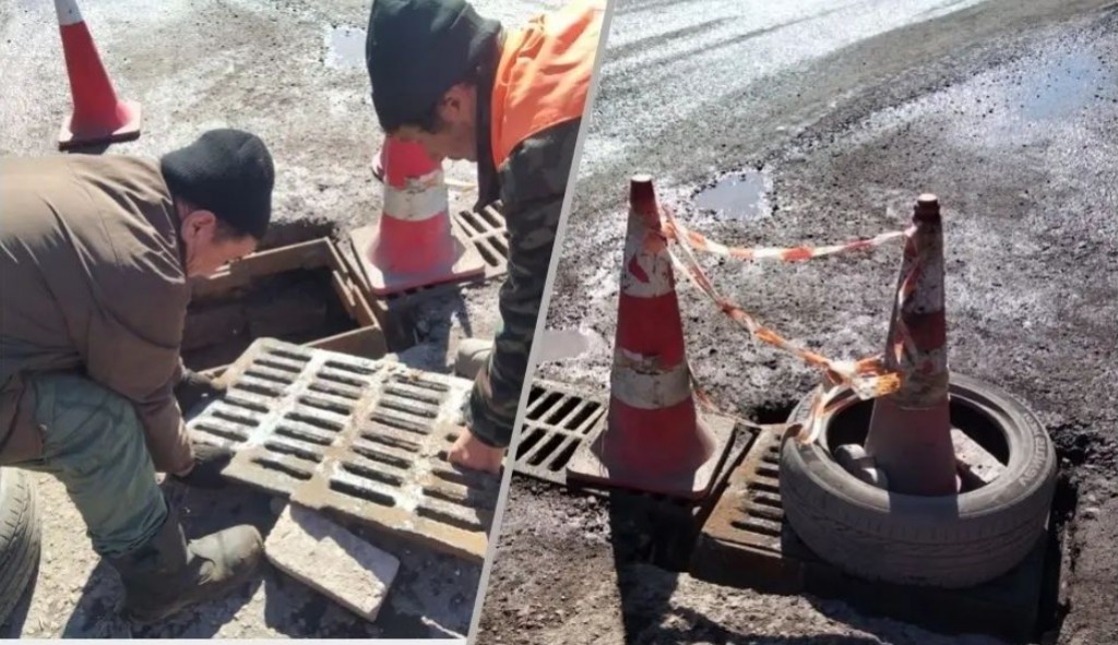 Опасную яму на главной улице Караганды устранили