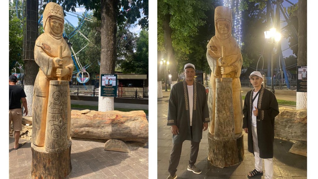 Трёхметровую скульптуру взбивающей кумыс женщины сделали мастера Карагандинской области на международном фестивале