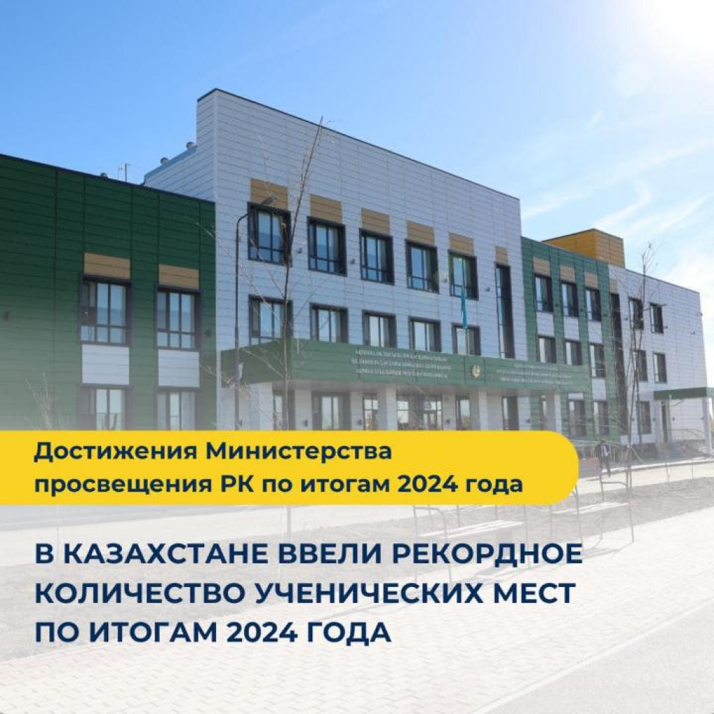 В Казахстане ввели рекордное количество ученических мест по итогам 2024 года