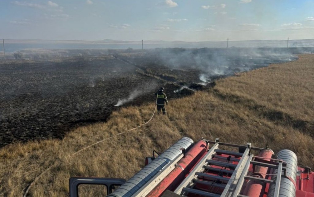 Два крупных возгорания камыша произошли в Карагандинской области