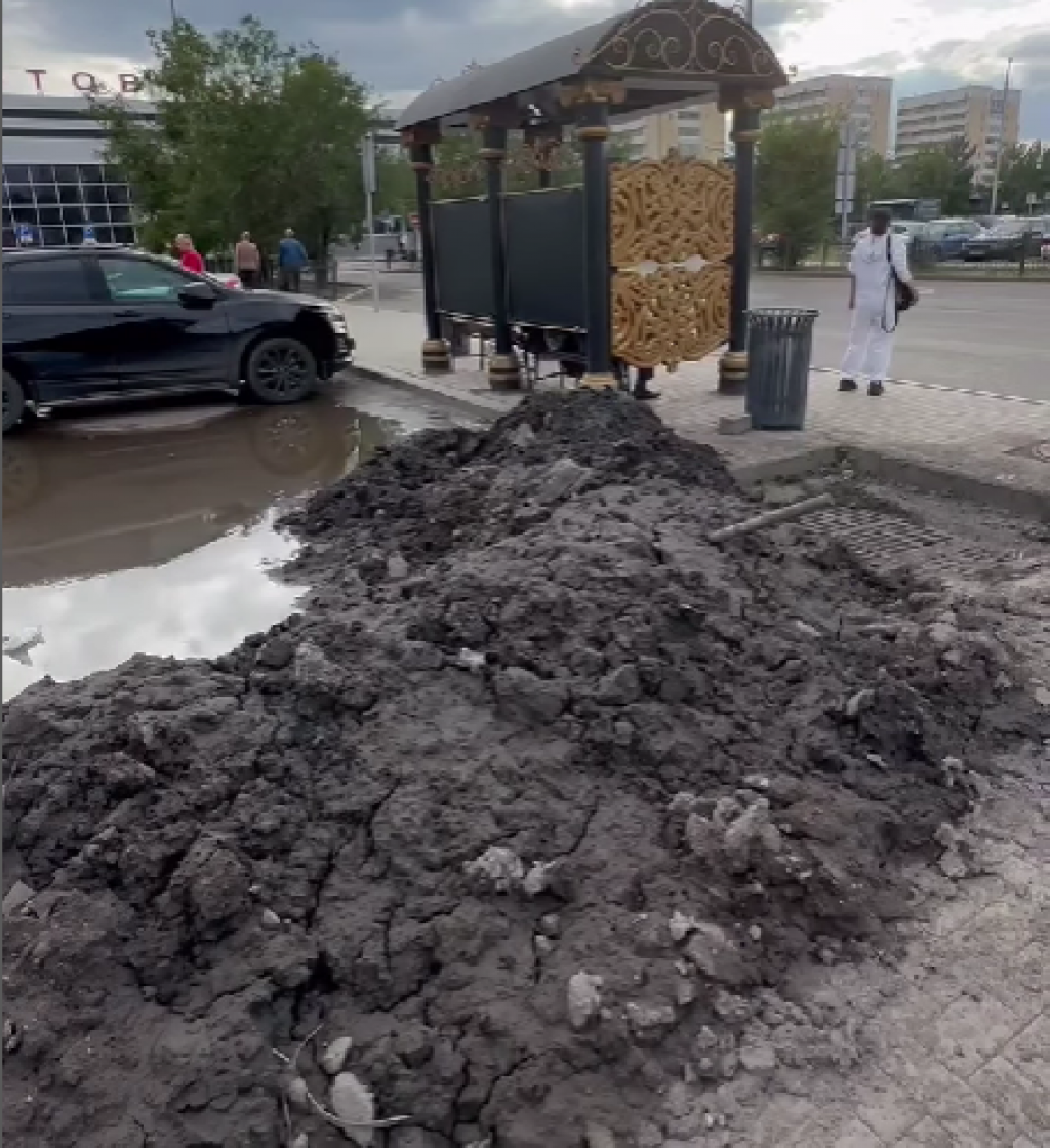 Карагандинцы пожаловались на зловонные кучи перед вокзалом