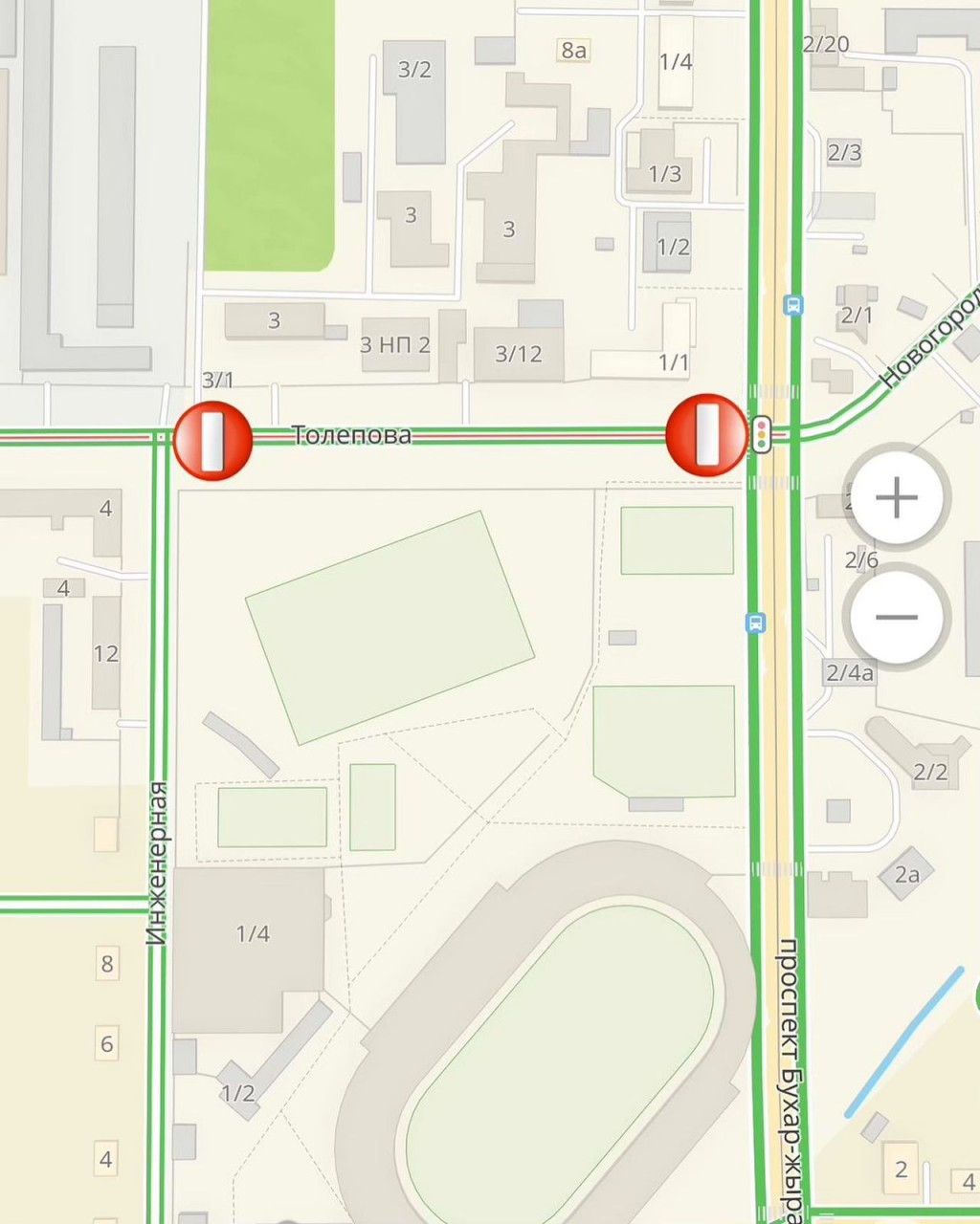 Завтра в Караганде перекроют участок дороги по улице Толепова