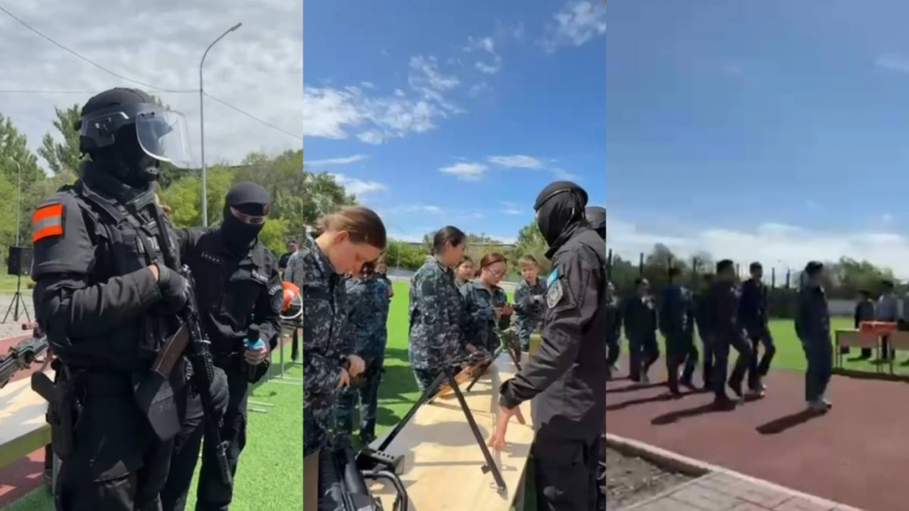 Юные защитники порядка на тренировке с профессионалами в Караганде