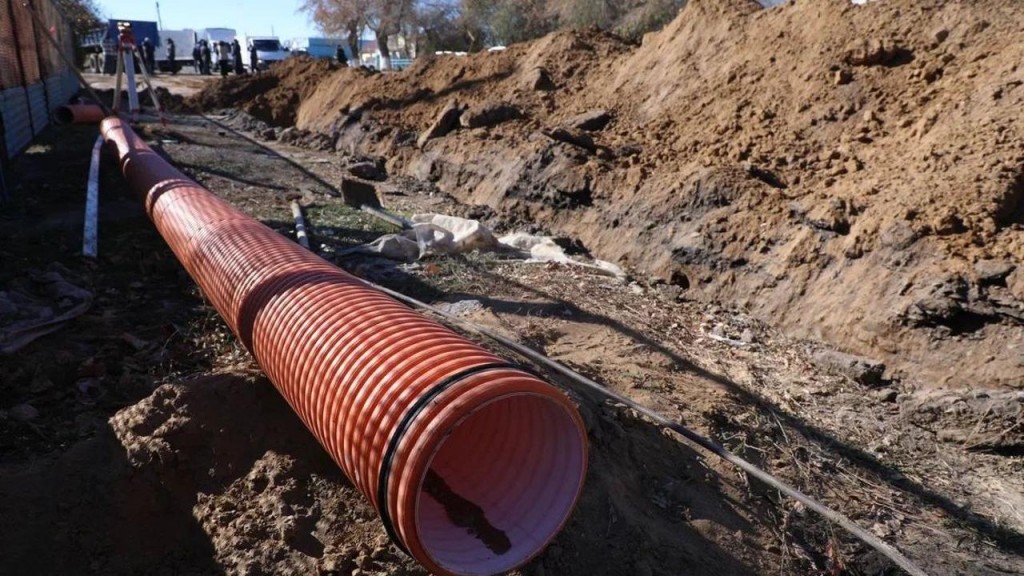 В селе Доскей Бухаржырауского района завершают реконструкцию канализационных сетей