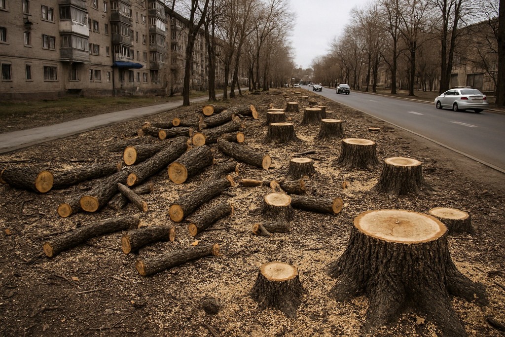 В Караганде незаконно вырубили деревья