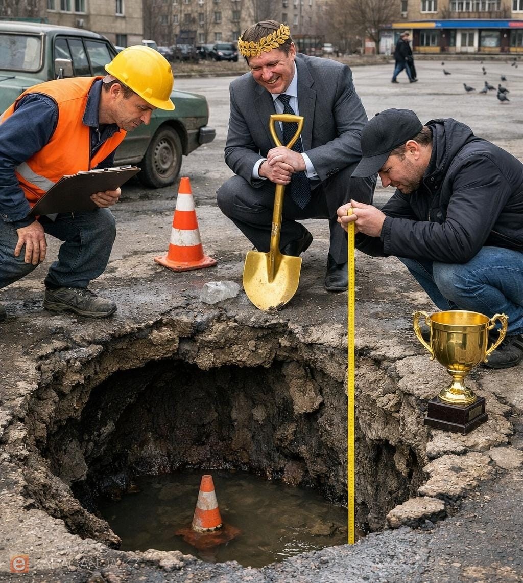 В Караганде объявили конкурс на самую глубокую яму: победителю пообещали асфальт