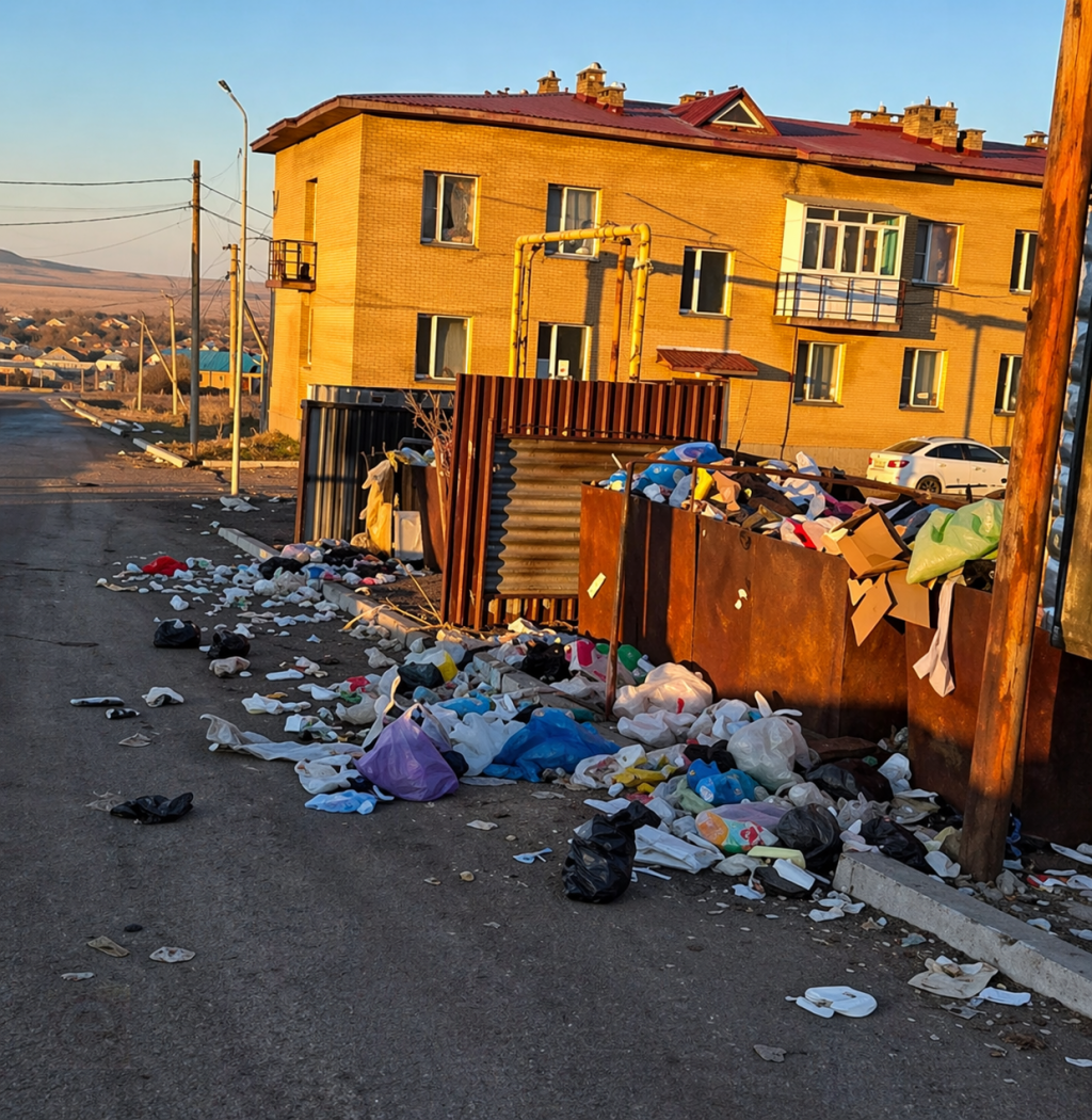 Жители посёлка в Карагандинской области пожаловались на проблемы с вывозом мусора