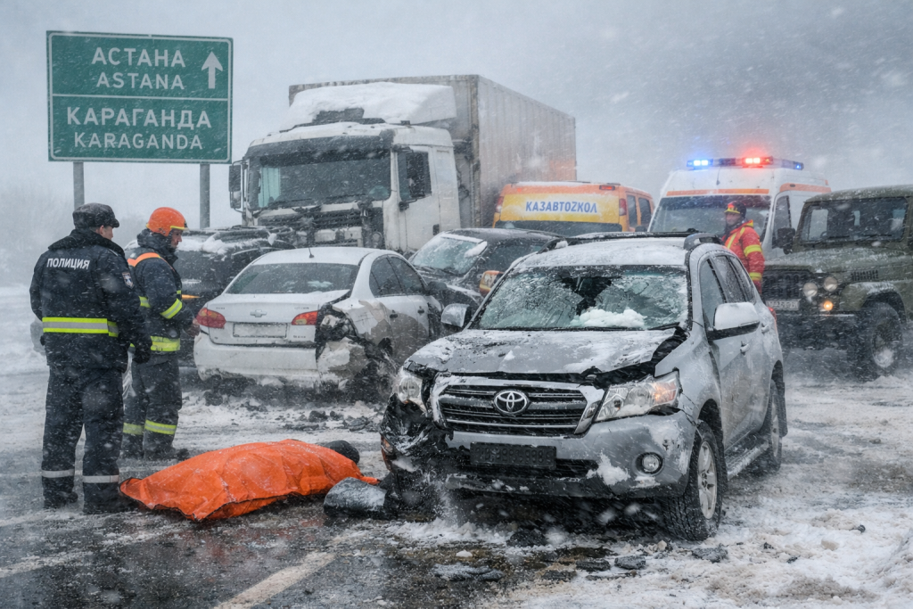 Серия ДТП на трассе Астана – Караганда: в массовой аварии погиб человек
