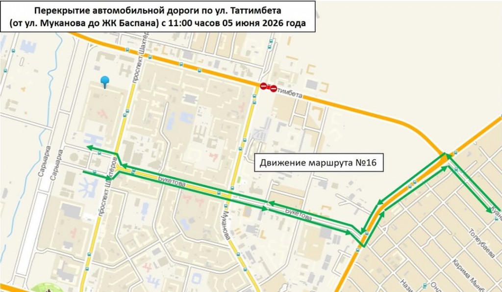 Участок улицы Таттимбета вновь перекроют в Караганде