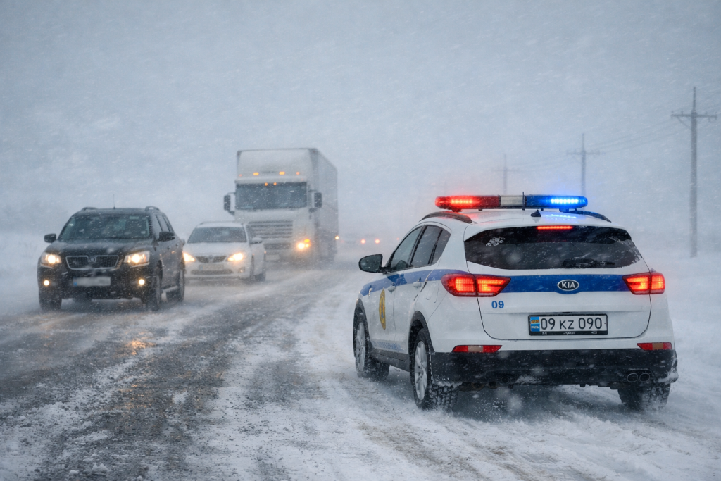 Полиция сопровождает транспорт на трассах Карагандинской области