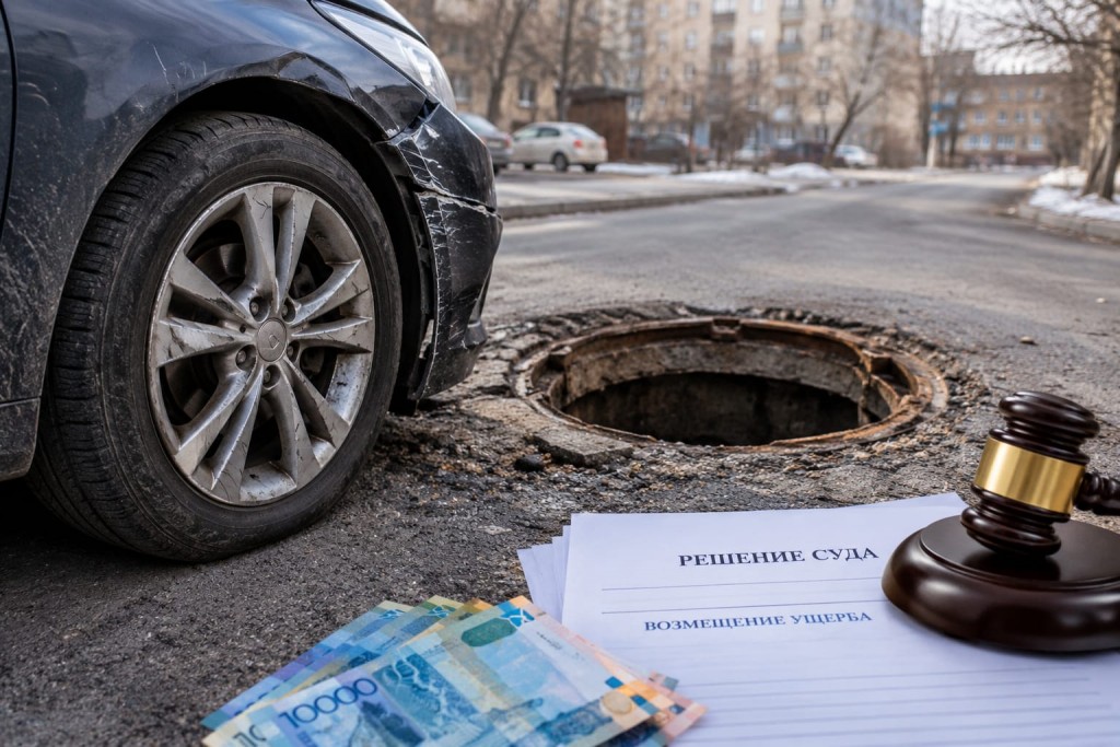 В Караганде автовладелец через суд взыскал почти 600 тысяч теңге за наезд на открытый люк