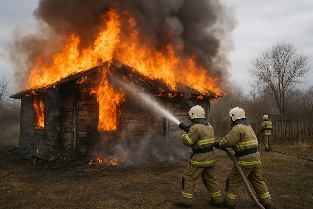 Гараж взлетел: пять газовых баллонов взорвались из-за пожара в селе Карагандинской области