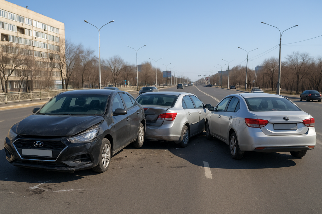 В Караганде водитель потерял управление из-за плохого самочувствия и протаранил припаркованные авто