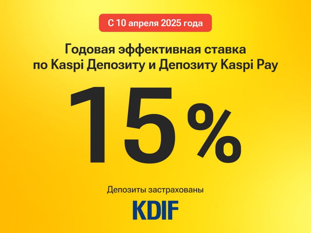 Kaspi.kz повышает ставку по Kaspi Депозиту и Депозиту Kaspi Pay до 15%