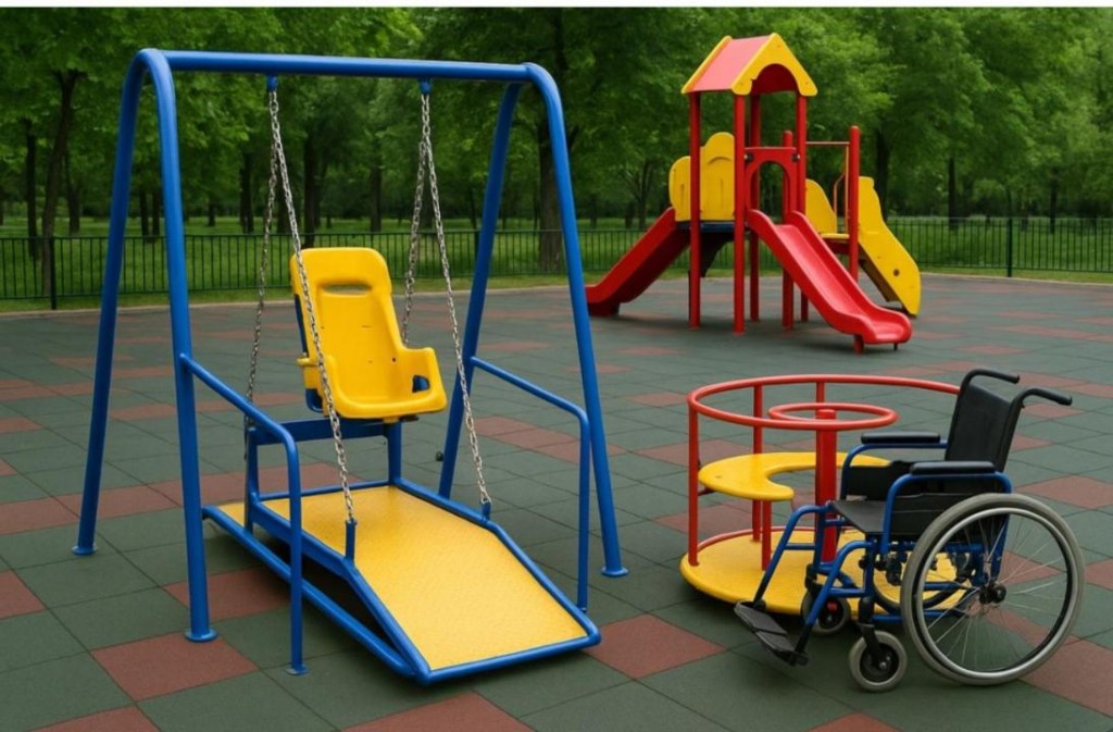 В городском парке Шахтинска установили площадку для детей с особыми потребностями