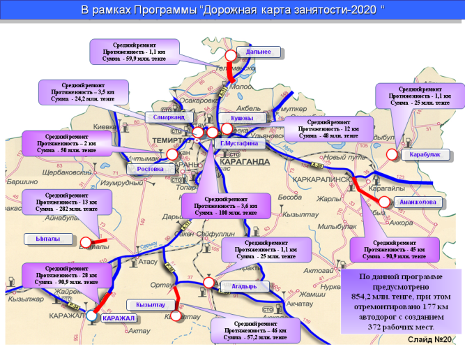 Карта карагандинской области с городами и поселками подробная