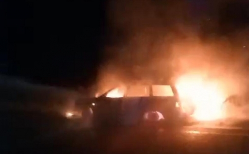 Машина целиком сгорела на объездной дороге в Караганде