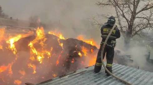 16 тонн сена горело в селе Карагандинской области