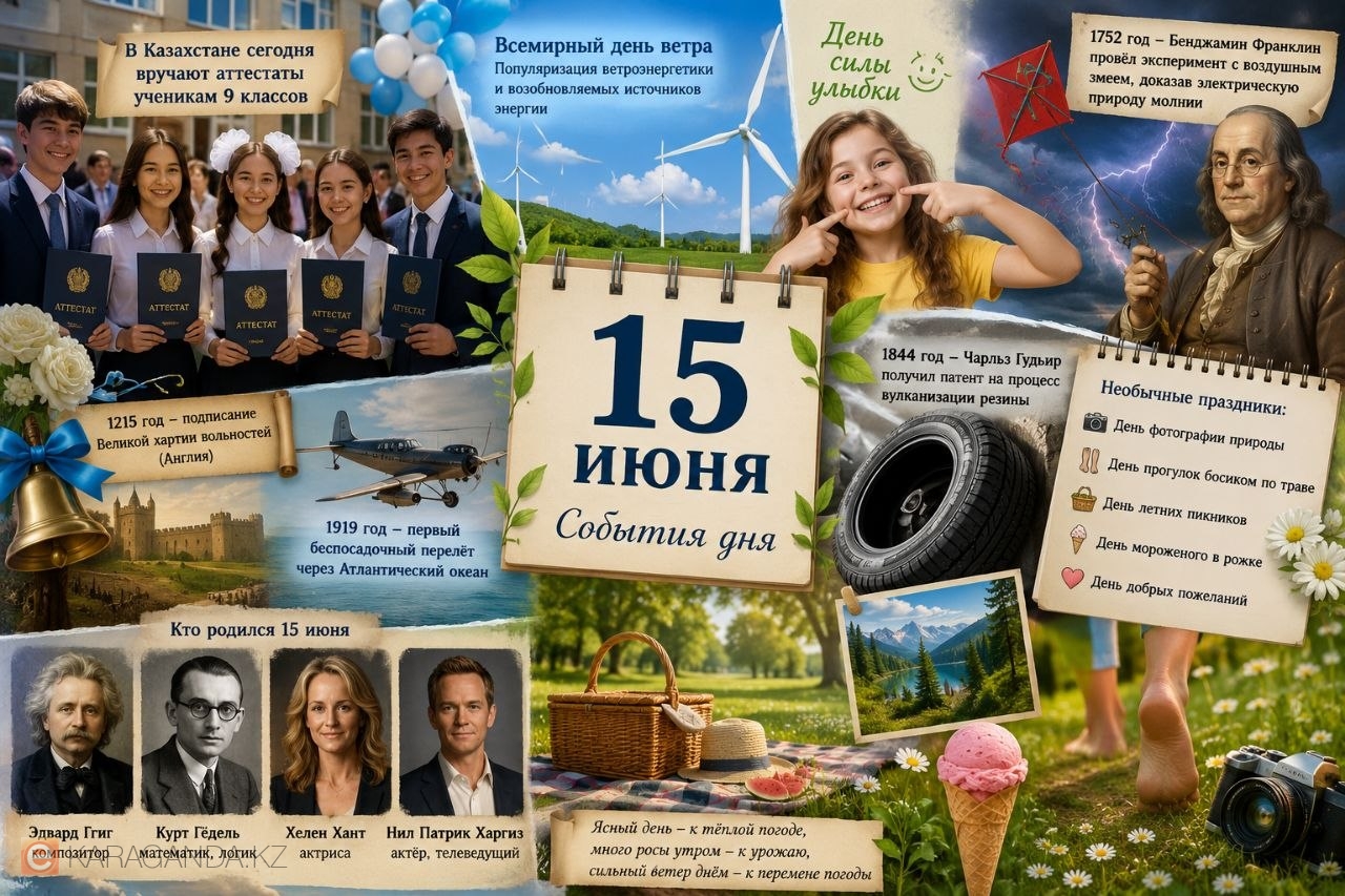 15 июня: Всемирный день ветра, выпускные для девятикласснико